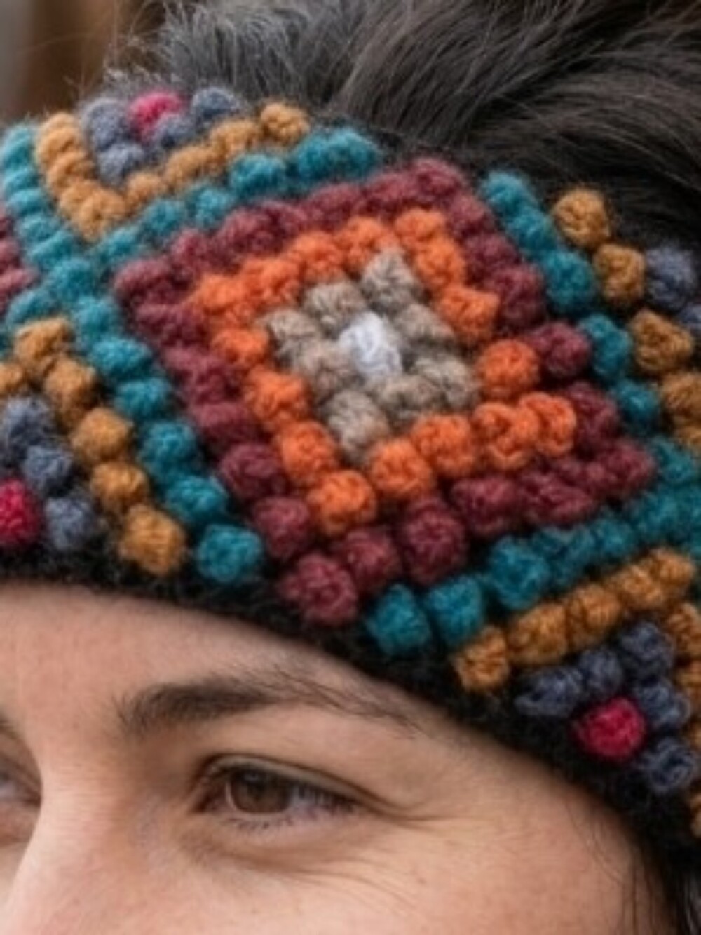 Andes Gifts Alpaca Blend Crochet Ear Warmer Headband Multicolor Made in Peru